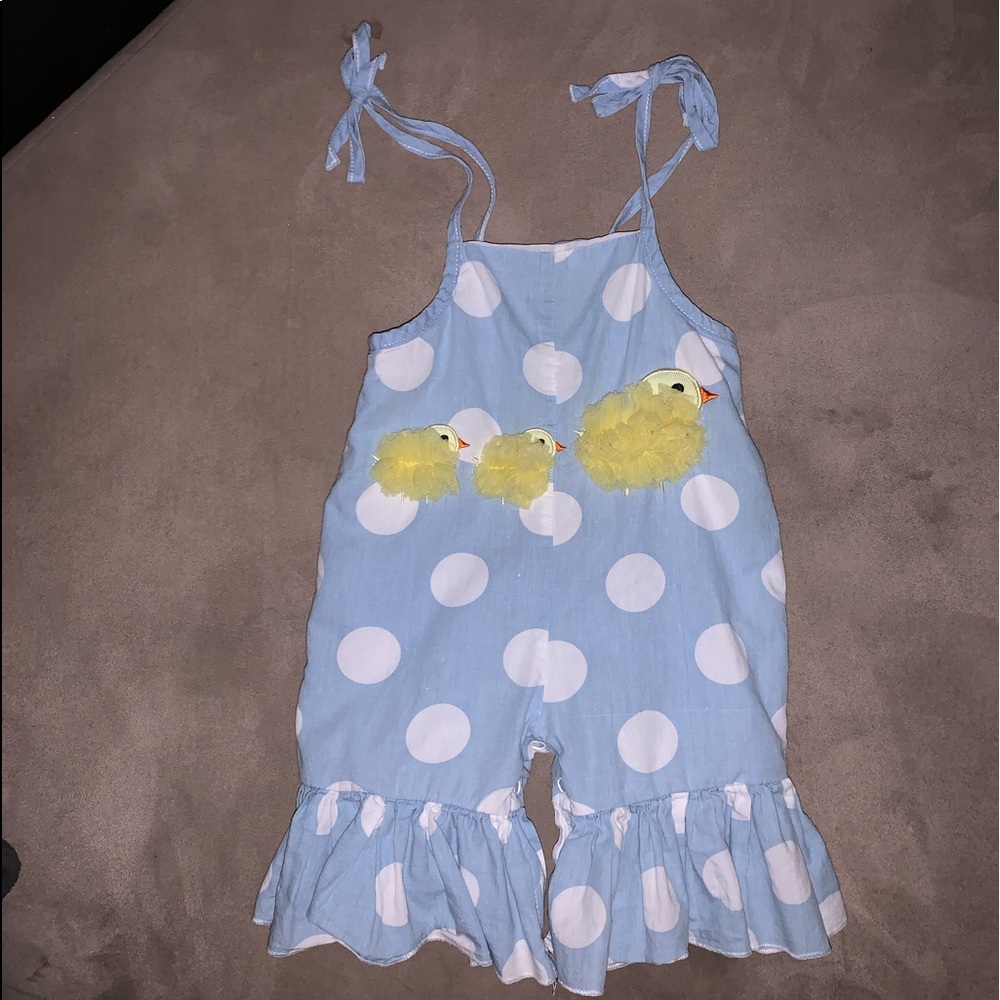 Mud Pie Polka Dot Ruffle Duck Romper